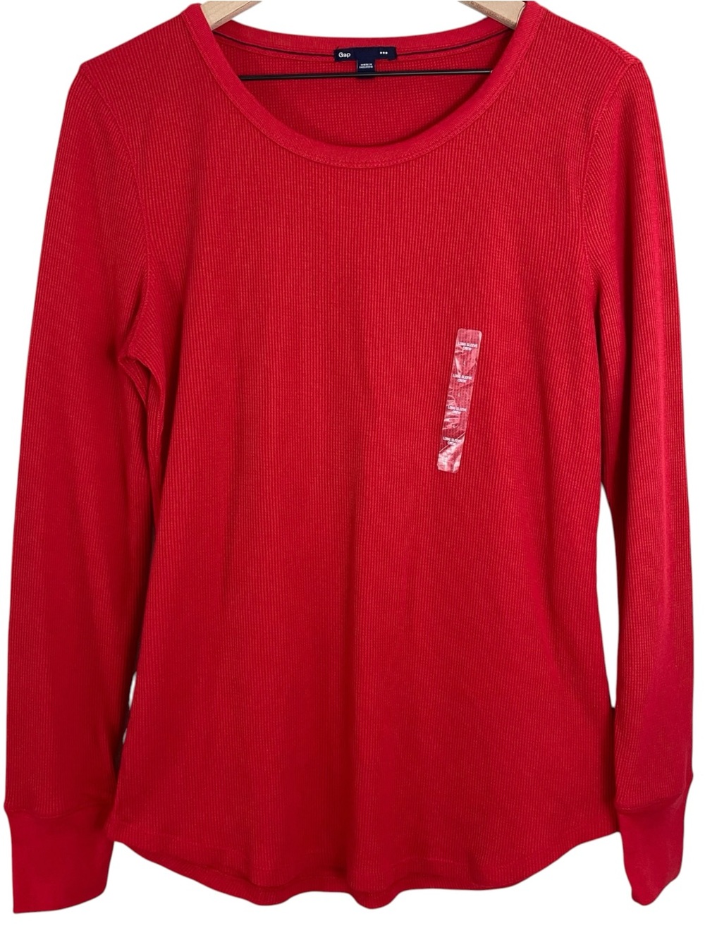 Gap Womens Thermal Waffle Knit Crewneck Long Sleeve T-Shirt Size Large NWT Red